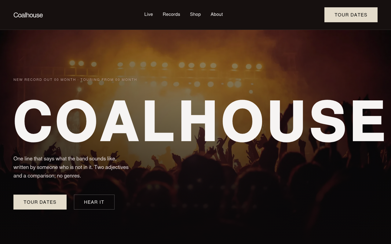 The Coalhouse band starting point, open at its home page