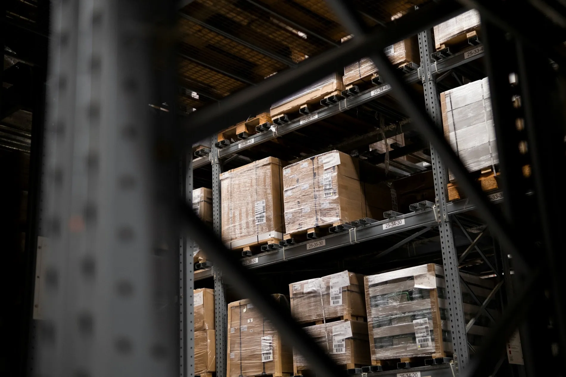 Pallets racked to the roof on a working warehouse floor