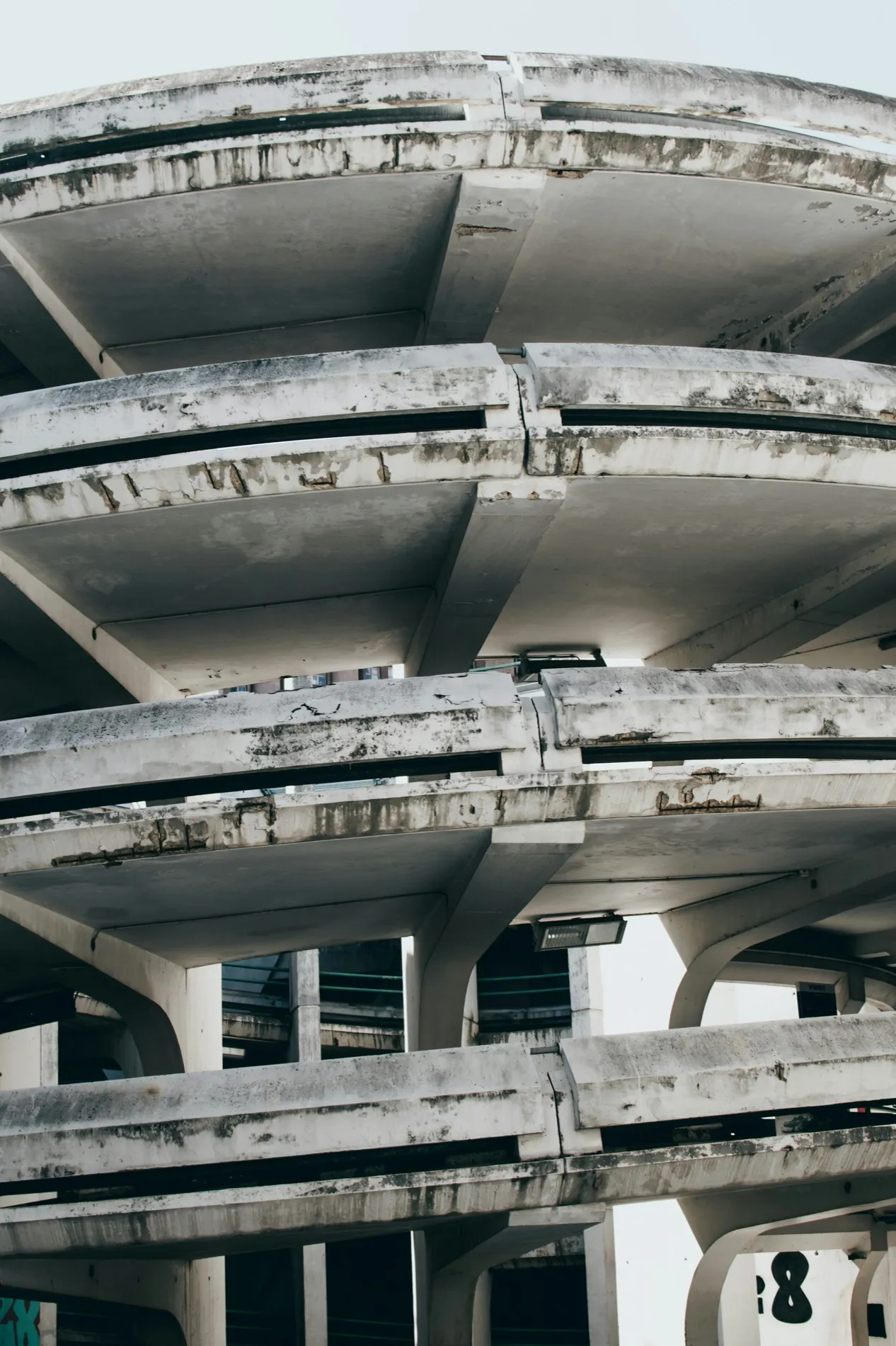 Cast concrete slabs layered one above another